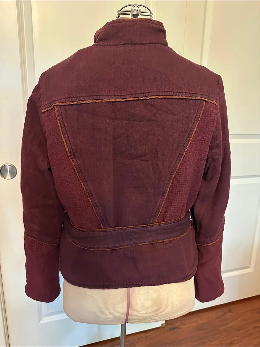 Women's Burgundy Tie-Waist Jacket